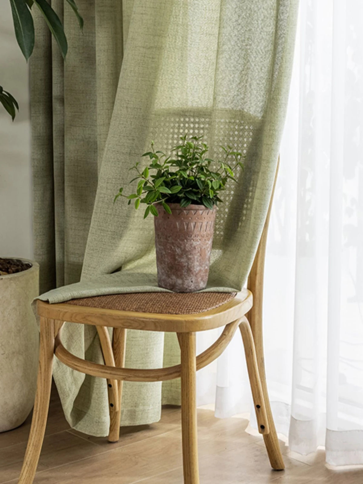 Matcha Green Linen-Look Light-Filtering Curtain Panel – 4 Hanging Styles