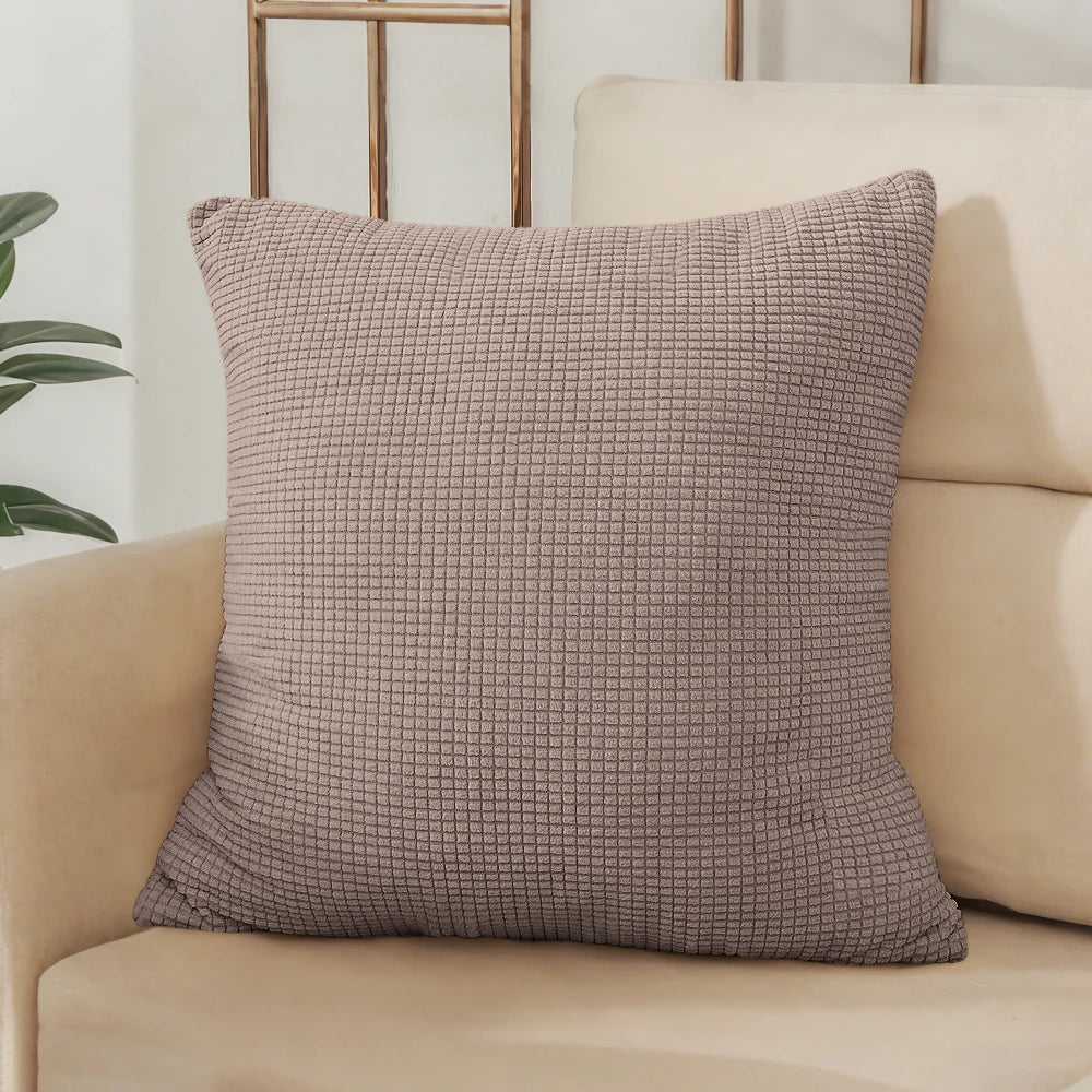 Solid Mocha Jacquard Polyester Pillow Cover – 8 Sizes