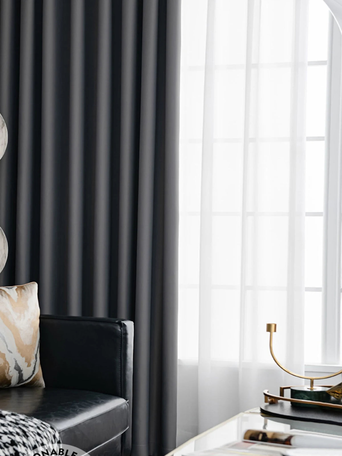 Dark Gray 200 GSM Double-Layer Semi-Light Blocking Curtain Panel – 3 Hanging Styles