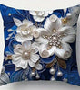 Blue Floral Jewel-Effect Printed Pillow Cover – Design 3, 4 Sizes