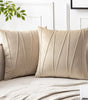 Wavy-Line Velvet Throw Pillow Cover – 17.72 in Square, Beige, Brown or Dark Gray