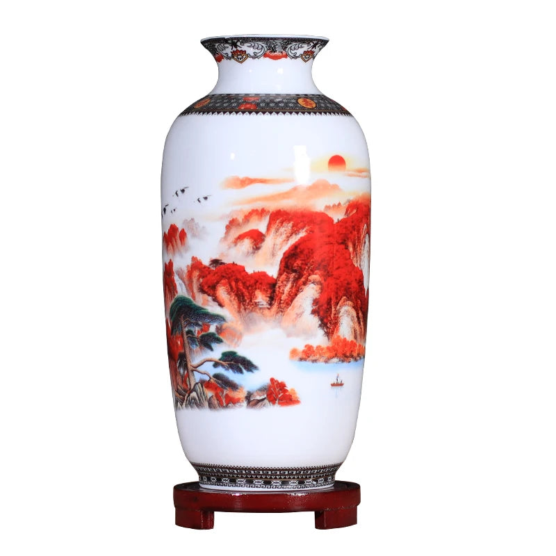 Modern Jingdezhen Porcelain Tabletop Vase – Designs G–K, 24 cm