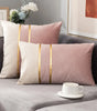 Warm Color-Block Velvet Throw Pillow Cover with Gold-Tone Stripes, Square or Lumbar