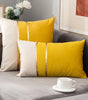 Warm Color-Block Velvet Throw Pillow Cover with Gold-Tone Stripes, Square or Lumbar