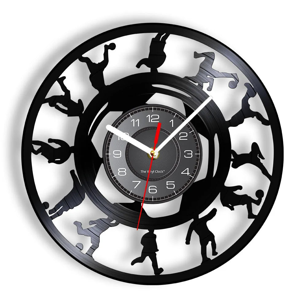 Football Vinyl Record Wall Clock – 30 cm Quartz Decor with Optional LED, Designs 6–10