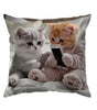 Smartphone Kitten Throw Pillow Cover – Cozy Cat Duo Designs, Polyester, 15.75–23.62 in Square