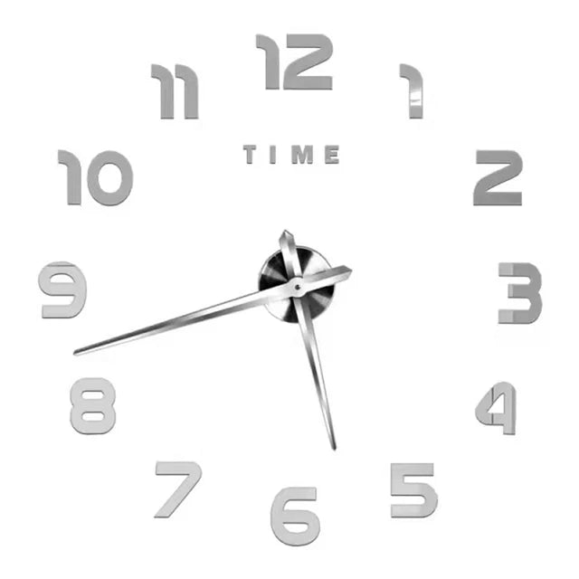 Silver Acrylic Mirror DIY Wall Clock – 11 Designs, 36 or 48 Inch