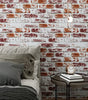 Rustic Painted Red Brick Waterproof Vinyl Peel-and-Stick Wallpaper – Removable & Oil-Resistant