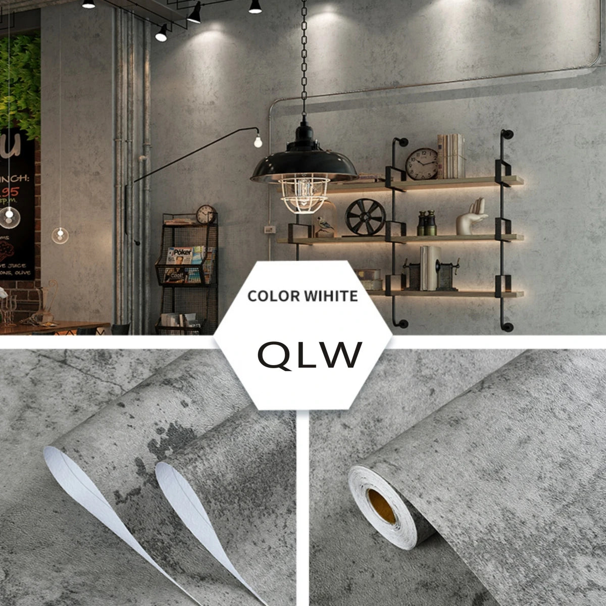 Vinyl Waterproof Self-Adhesive Wallpaper Vintage Cement Gray Wall Contact Paper Store Bedroom Livingroom Renovation Stickers PVC