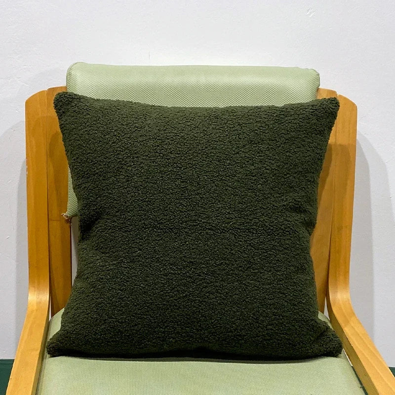 *Blue & Green Teddy Plush Faux Fur Pillow Cover – 17.72 or 19.69 in Square / 11.81 × 19.69 in Lumbar (45 × 45, 50 × 50 or 30 × 50 cm), 1 Piece