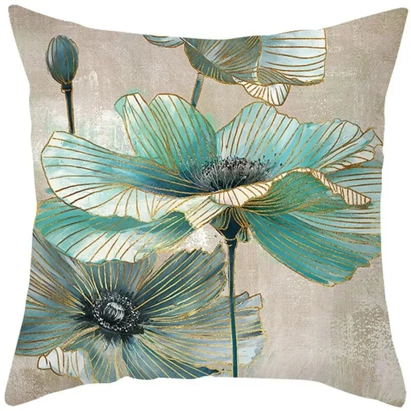 Ginkgo & Floral Polyester Pillow Cover – 23.62 × 23.62 in (60 × 60 cm), 1 Piece
