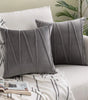 Wavy-Line Velvet Throw Pillow Cover – 17.72 in Square, Beige, Brown or Dark Gray