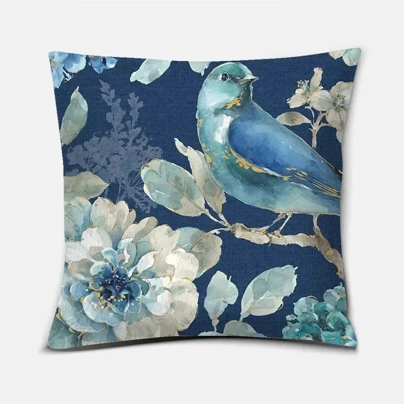 Ginkgo & Floral Polyester Pillow Cover – 19.69 × 19.69 in (50 × 50 cm), 1 Piece