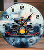 Formula Racing Car Silent Wall Clock – 10-Inch Round Wooden Home Decor