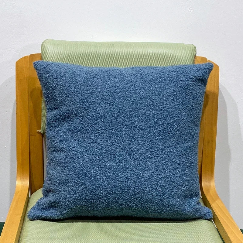 *Blue & Green Teddy Plush Faux Fur Pillow Cover – 17.72 or 19.69 in Square / 11.81 × 19.69 in Lumbar (45 × 45, 50 × 50 or 30 × 50 cm), 1 Piece