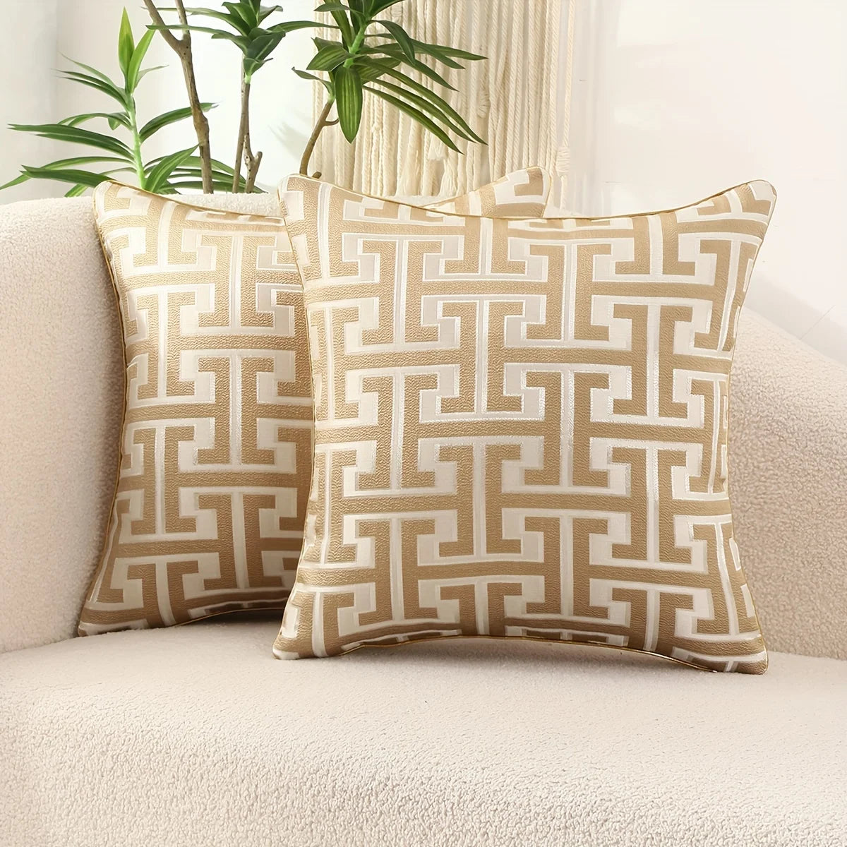 Geometric Jacquard Throw Pillow Cover with Hidden Zipper – 17.72 × 17.72 in (45 × 45 cm), Cover Only
