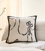 Black Bow-Line Polyester/Cotton Pillow Cover – 17.72 × 17.72 in (45 × 45 cm)
