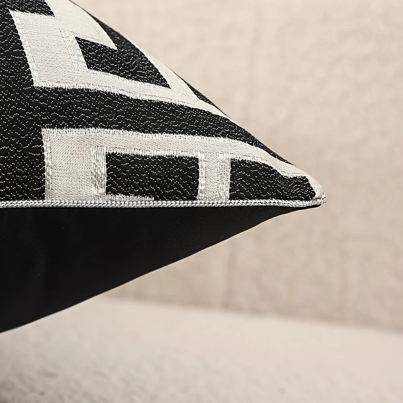 Geometric Jacquard Throw Pillow Cover with Hidden Zipper – 17.72 × 17.72 in (45 × 45 cm), Cover Only