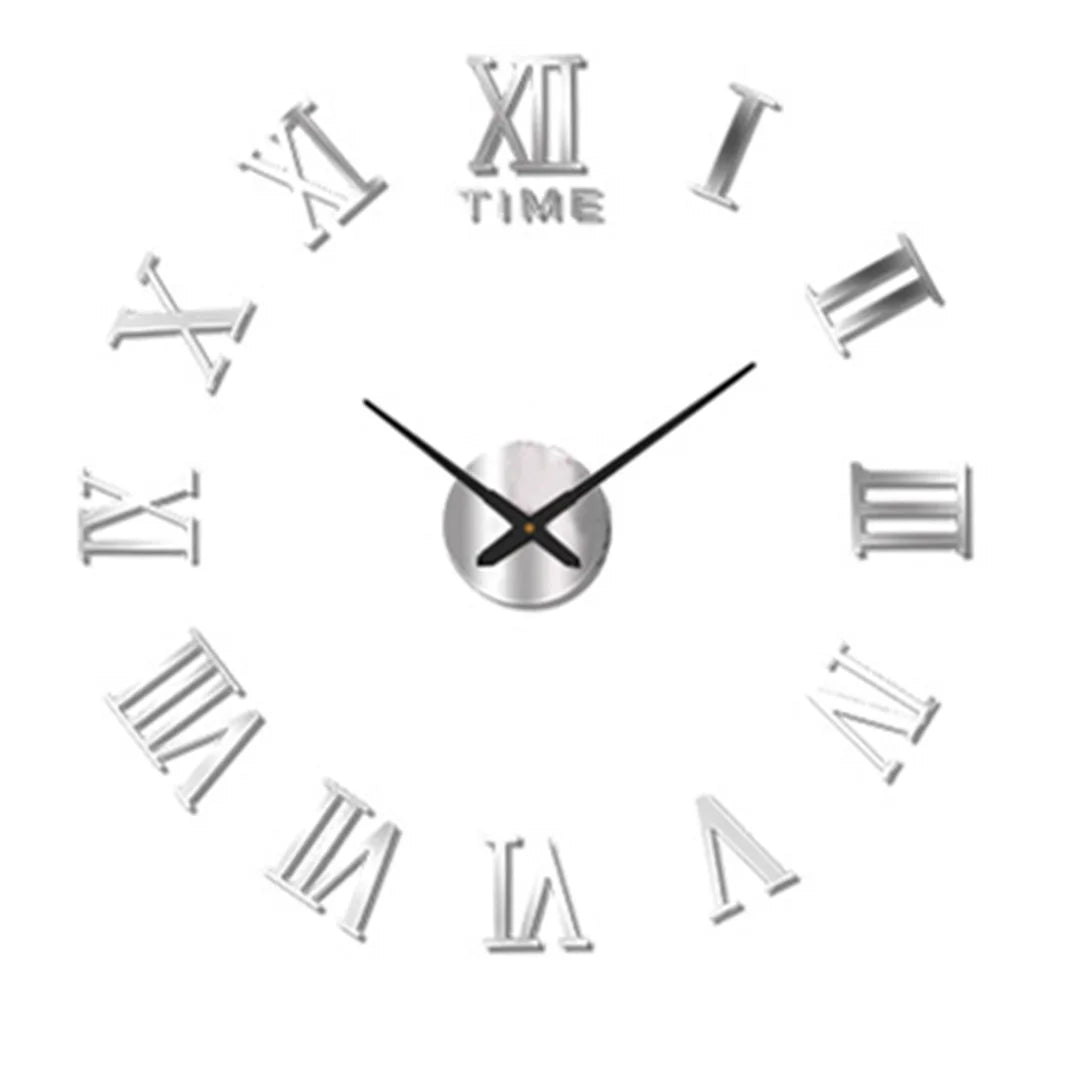 Silver Acrylic Mirror DIY Wall Clock – 11 Designs, 36 or 48 Inch