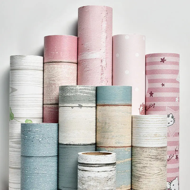 Waterproof Removable Wood-Grain Vinyl Peel-and-Stick Wallpaper for Walls, Cabinets & Furniture