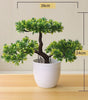 Small Artificial Bonsai Potted Plant – Green Faux Tree Ornament for Home, Garden & Hotel Decor