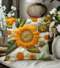 Vintage Sunflower Throw Pillow Cover – Polyester, 17.72 × 17.72 in (45 × 45 cm), Cover Only