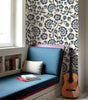 Blue Floral Waterproof & Oil-Resistant PVC Peel-and-Stick Wallpaper – Removable for Walls, Cabinets & Furniture