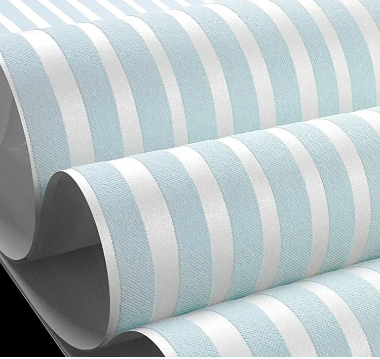 Modern Pink & Blue Vertical Stripe 3D Non-Woven Wallpaper – Waterproof, Extra Thick, Mould-Resistant & Fireproof
