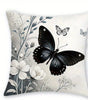 Black Butterfly Floral Pillow Cover Set – 4-Piece Polyester Set, 50–60 cm
