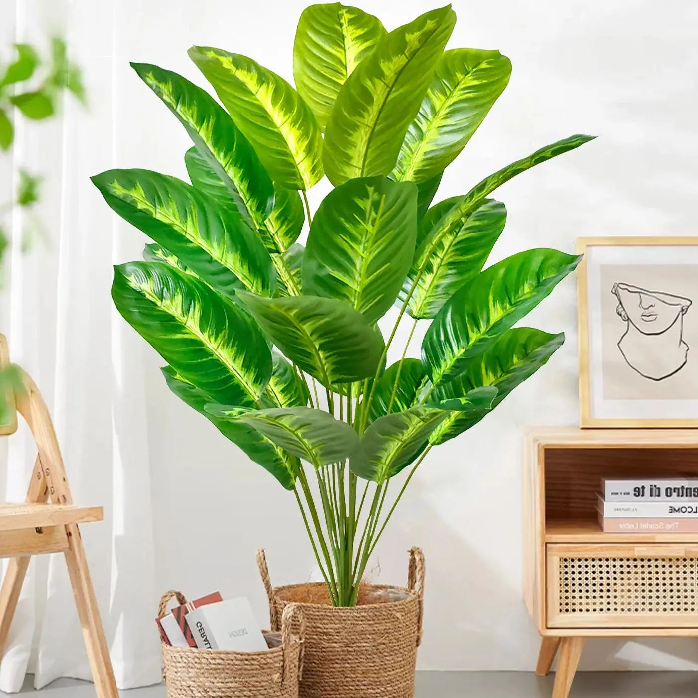 Large Artificial Bird of Paradise Plant Leaves – Real Touch Tropical Strelitzia Faux Greenery for Home & Garden Decor