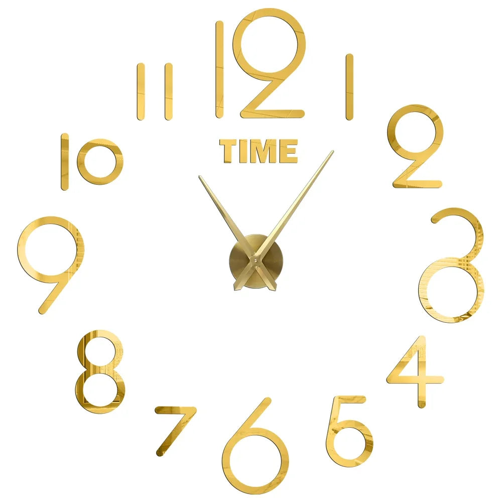 Gold Acrylic Mirror DIY Wall Clock – 11 Designs, 36 or 48 Inch