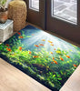 Shark & Aquatic Print Absorbent Non-Slip Flannel Door Mat – Washable Polyester Mat for Bathroom & Entrance
