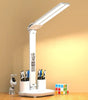 LED Desk Lamp with Clock, Calendar & Temperature Display – USB Rechargeable, Foldable & Touch Dimmable