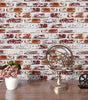 Rustic Painted Red Brick Waterproof Vinyl Peel-and-Stick Wallpaper – Removable & Oil-Resistant