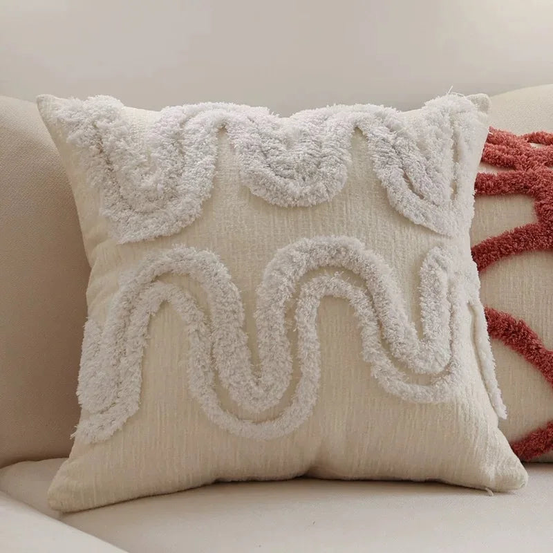 Bohemian Geometric Textured Throw Pillow Cover, 17.72 × 17.72 in, 10 Designs, Cover Only