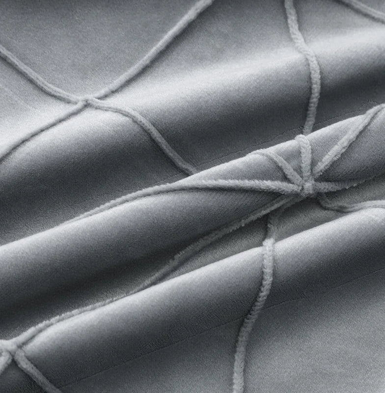 Gray Geometric Grid Velvet Pillow Cover – 17.72 in, Single or Set of 2