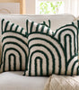 Army Green Geometric Embroidered Polyester Pillow Covers – 17.72 in (45 cm) Square, Set of 2