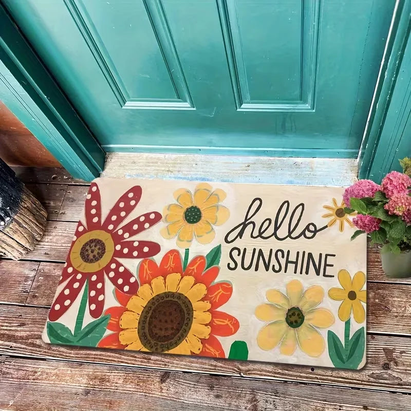 Vintage Welcome Doormat – Non-Slip Washable Polyester Flannel Entryway Mat, 4 Designs