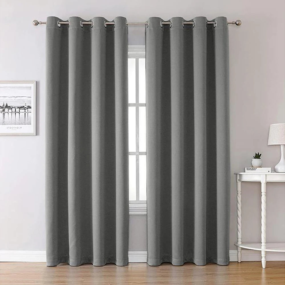 Light Gray 120 GSM Double-Layer Semi-Light Blocking Curtain Panel – 2 Hanging Styles