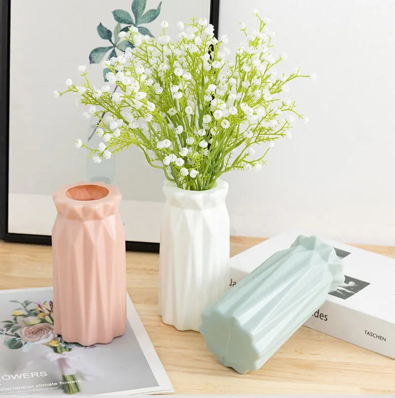 Minimalist Geometric Plastic Tabletop Vase – 3 Colors