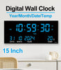 14-Inch Digital LED Wall Clock – Time, Date, Temperature & 8 Daily Alarms, Plug-In Display