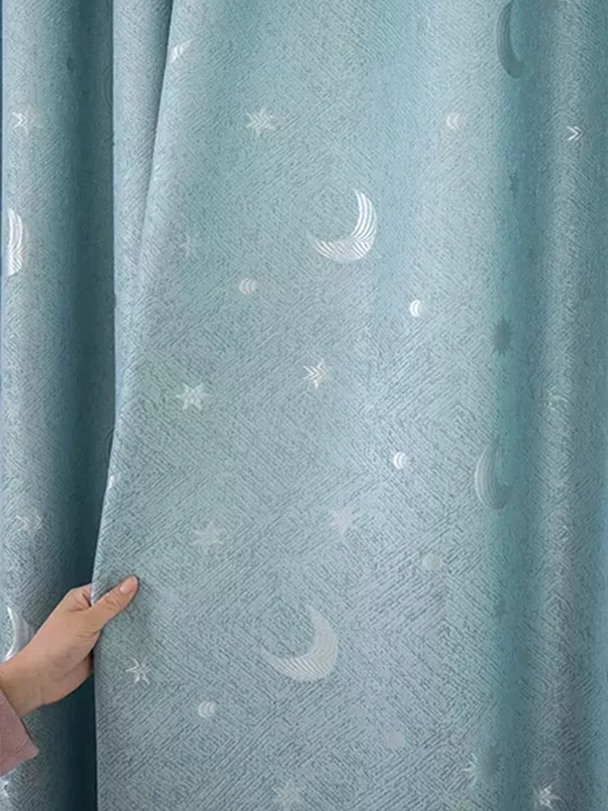 Blue Moon & Star 200 GSM Semi-Light Blocking Curtain Panel – 4 Hanging Styles