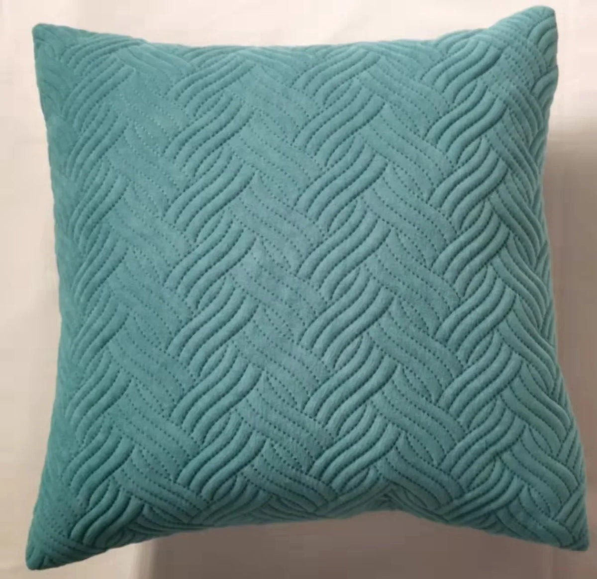 Cool-Tone Geometric Quilted Velvet Pillow Covers – 17.72 in Square