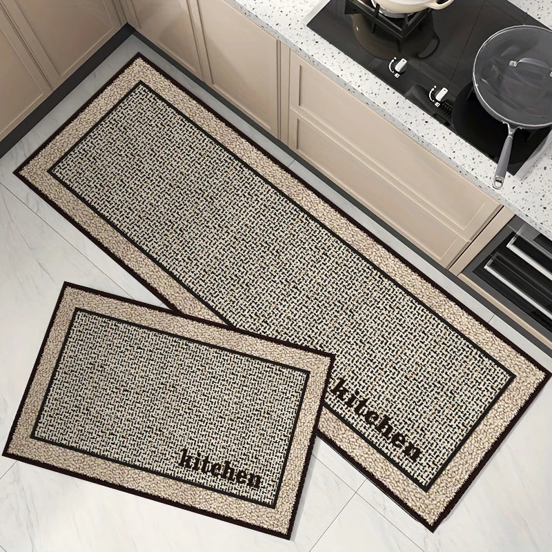 Long Quick-Absorbing Non-Slip Kitchen & Bathroom Floor Mat – Soft Polyester Fiber with Rubber Backing