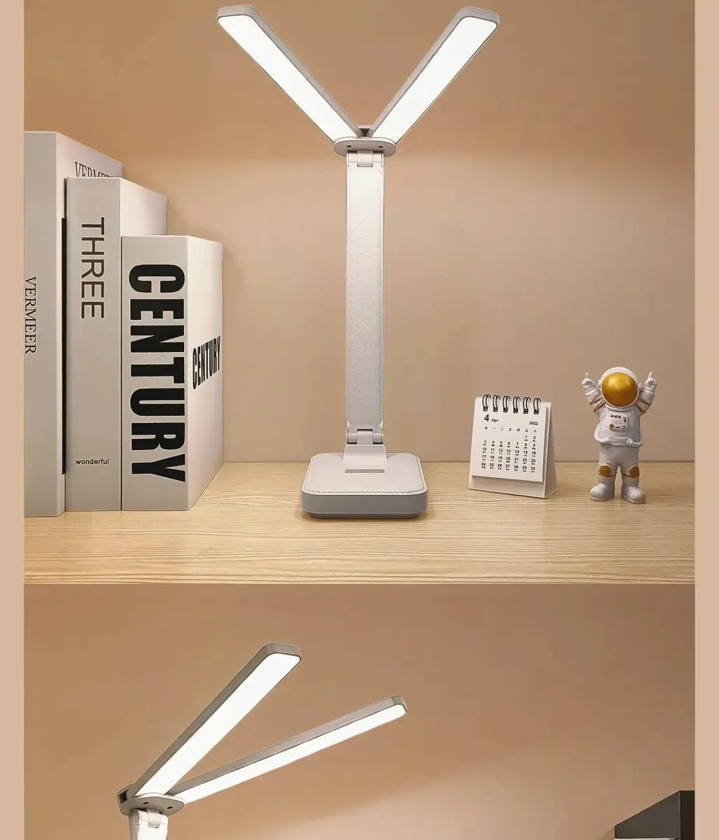 LED Desk Lamp – 3-Level Touch Dimmable, Foldable Eye-Caring Reading Light, USB Plug-In or Rechargeable Bedside Table Lamp