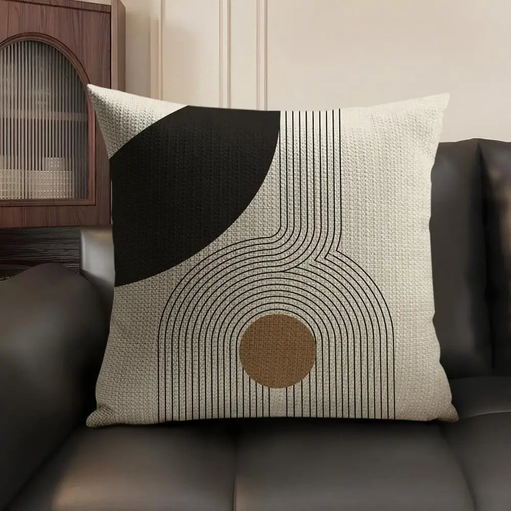 Minimalist Geometric Line Pillow Cover – Design 5, 5 Sizes