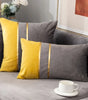 Warm Color-Block Velvet Throw Pillow Cover with Gold-Tone Stripes, Square or Lumbar