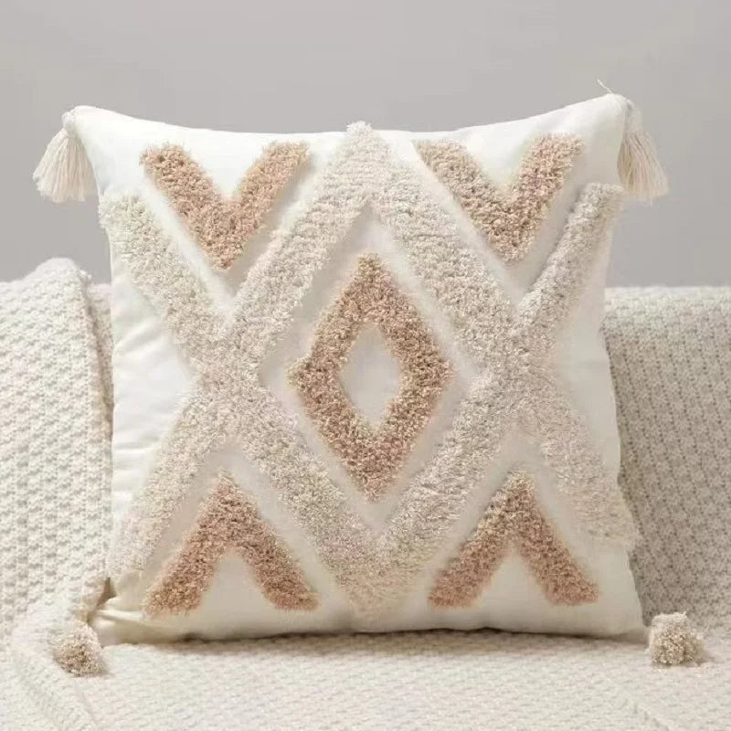 Bohemian Geometric Textured Throw Pillow Cover, 17.72 × 17.72 in, 10 Designs, Cover Only