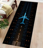 Neon Airplane Runway Kids’ Play Rug – Washable Polyester Floor Mat for Bedroom, Corridor & Balcony