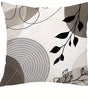 Black Leaf & Circle Polyester Twill Pillow Cover – Designs 1–2, 4 Sizes